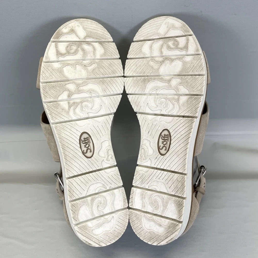 Sofft Mirabelle Sandals Womens Size 9 M Taupe Suede Buckle Comfort Strappy Shoes